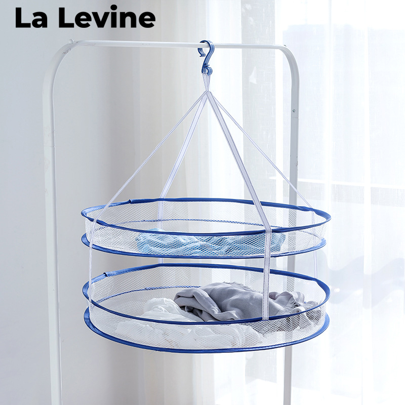 Mesh Drying Rack Detachable Double-layer Hanging Drying Mesh Clothes Basket Windproof Hook Steel Ring