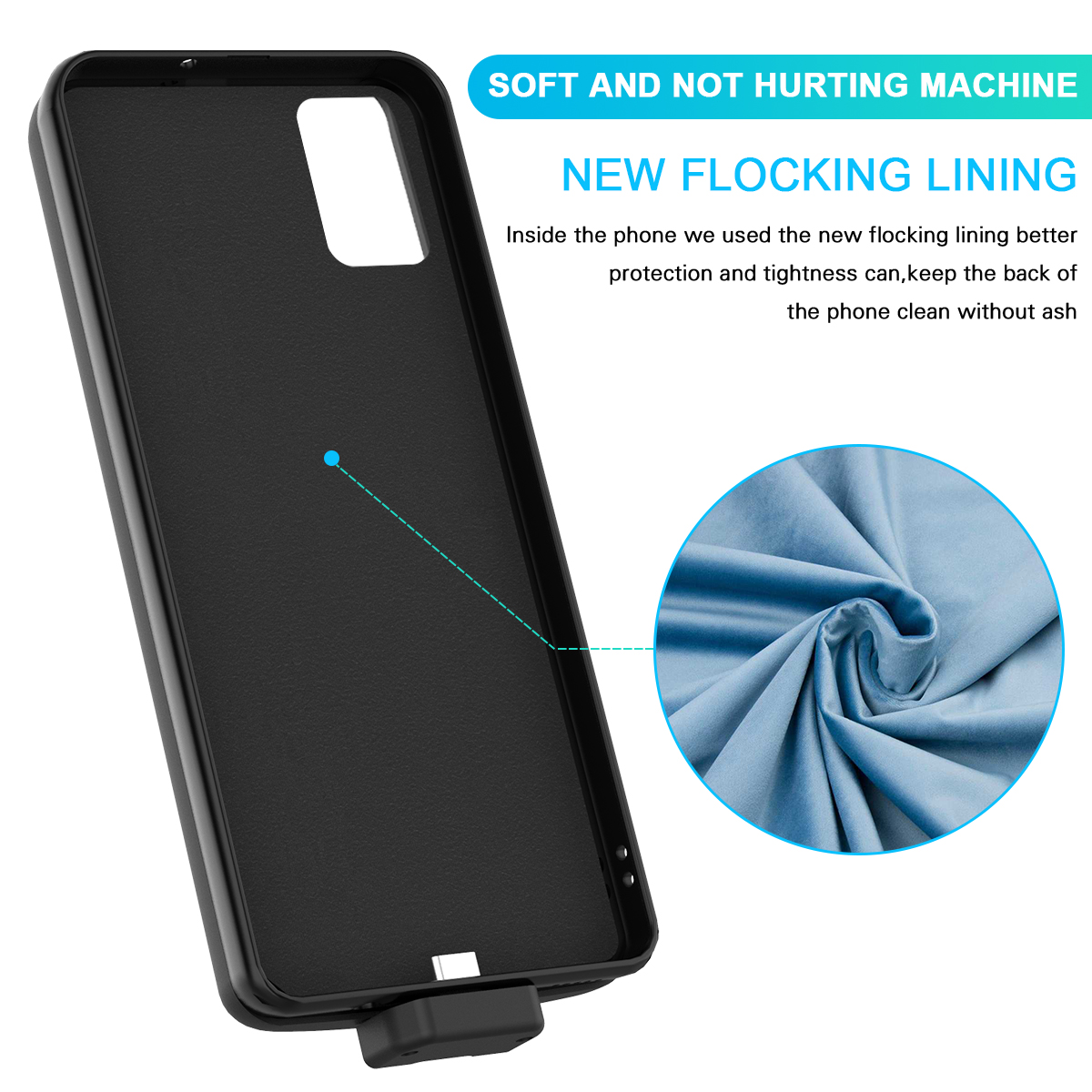 For Samsung Galaxy A51 Battery Case Removable Magnetic 7000mAh Charger Backup PowerBank Charging TPU Cover for Samsung A51 Case