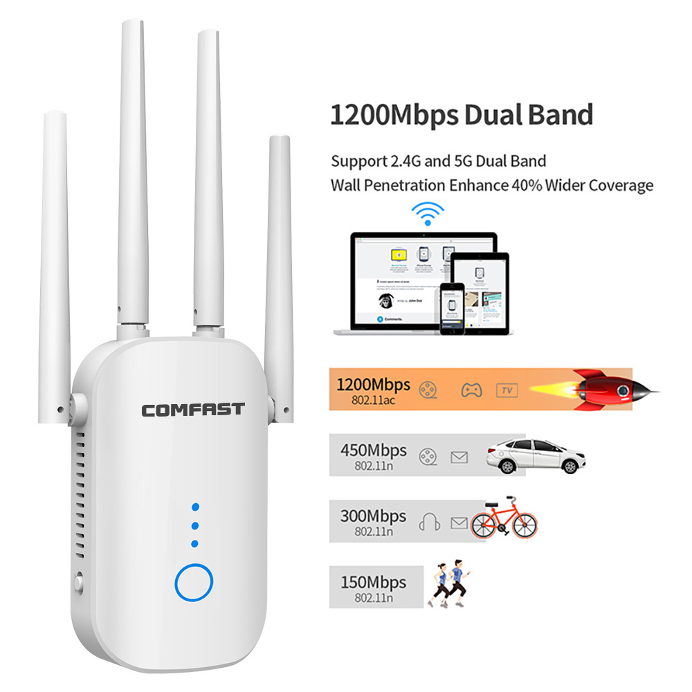 5G Wifi Repeater Amplifier OLED Display 1200Mbps Wi- fi Signal Network Extender Long Range AC Booster 5Ghz Wireless Access Point