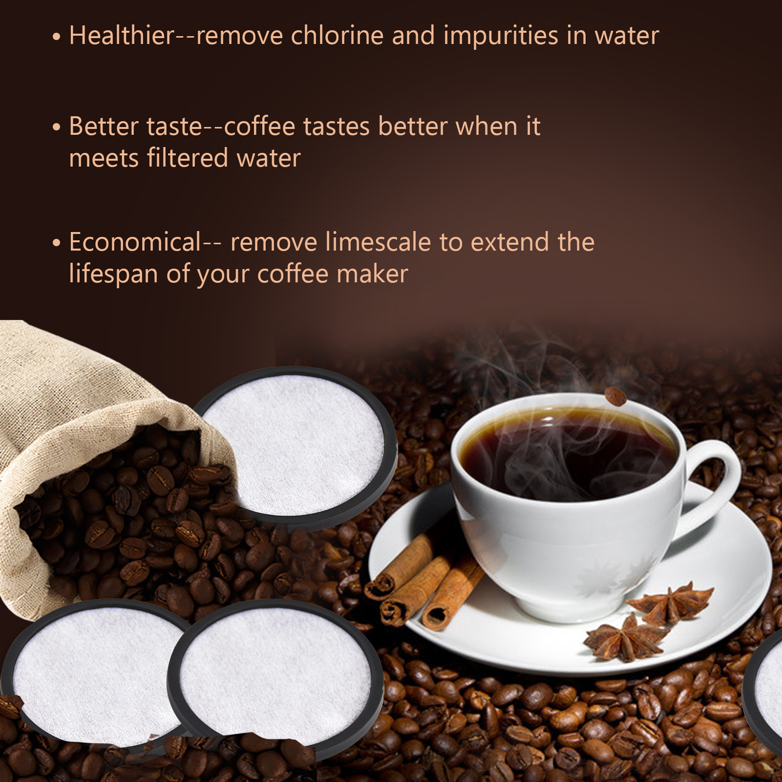 Disque de filtre à eau pour café, compatible avec Mr.Coffee, accessoire de machine, remplacement, paquet de 12