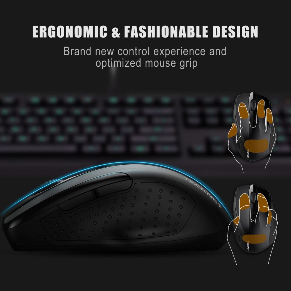 TeckNet Optical Wireless Mouse 2600DPI 2.4GHz Cordless Ergonomics Mice with USB Receiver Computer Mause for Desktop Notebook PC