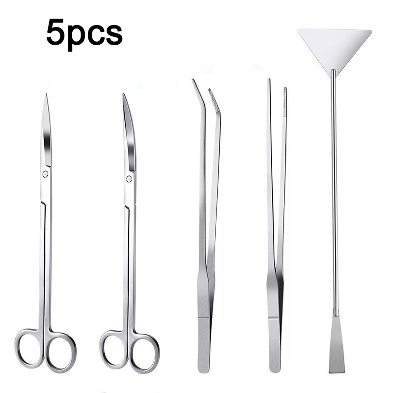 3/5pcs Aquarium Tank Tools Kit Aquascaping Fish Tank Aquatic Plants Long Tweezers Scissors Stainless Steel Maintenance Tool: G292441A1