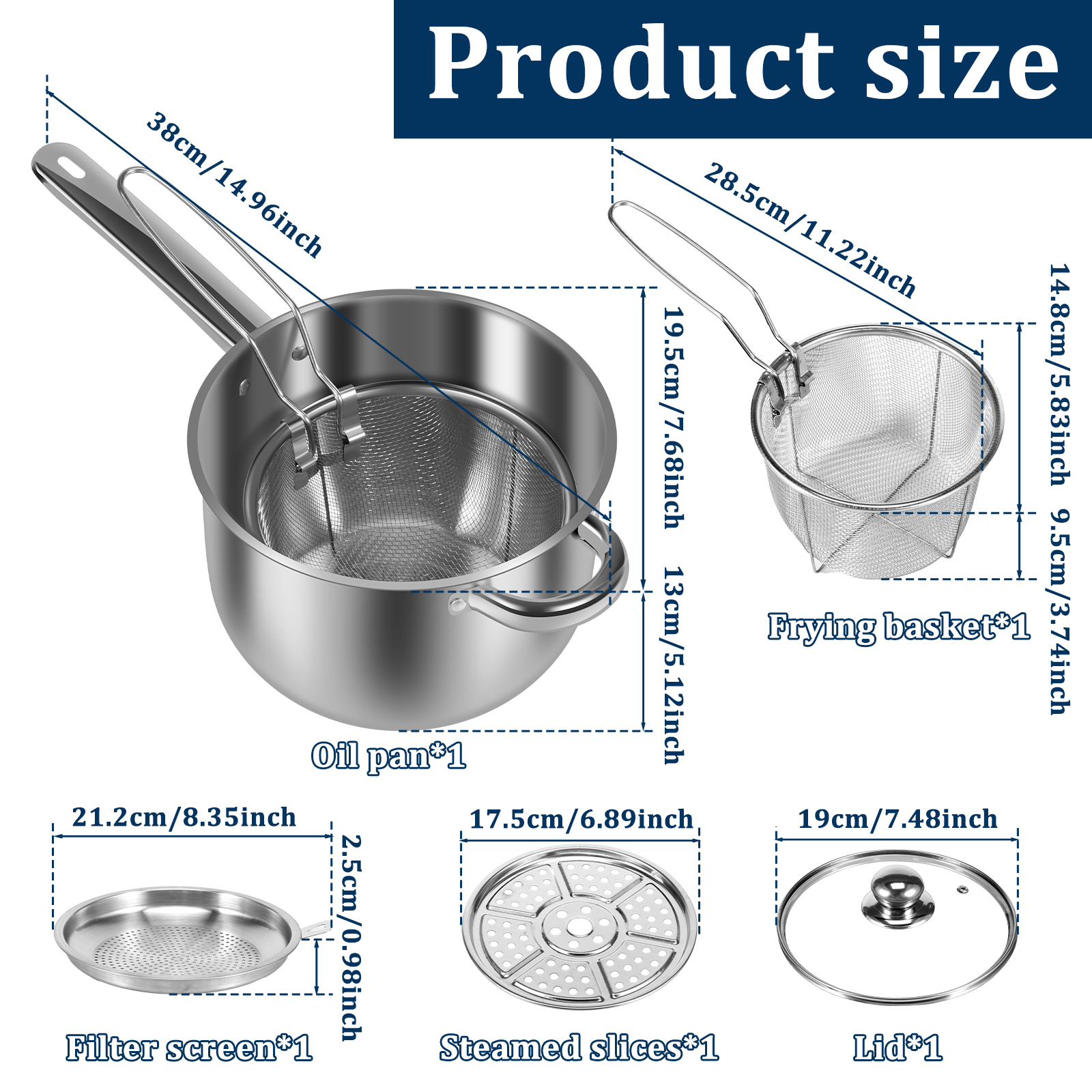 Friggitrice in acciaio inossidabile con patatine fritte e ali di pollo, mini pentola per olio domestica con schermo filtrante, pentole per friggitrice Tianfu Luo