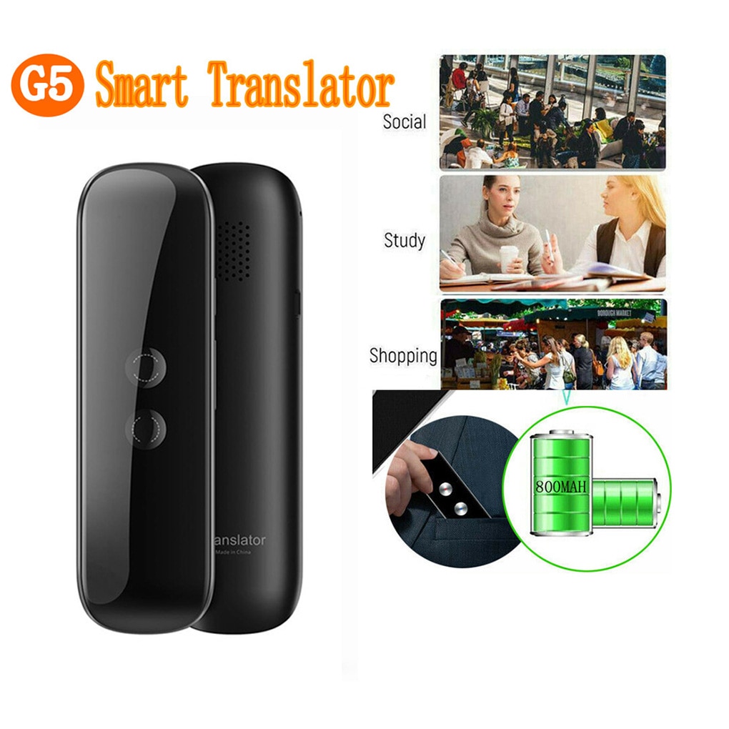G5 Instant Voice Taal Vertaler 40 Talen Vertaling Machine Reizen Business Smart Tolk, Zwart