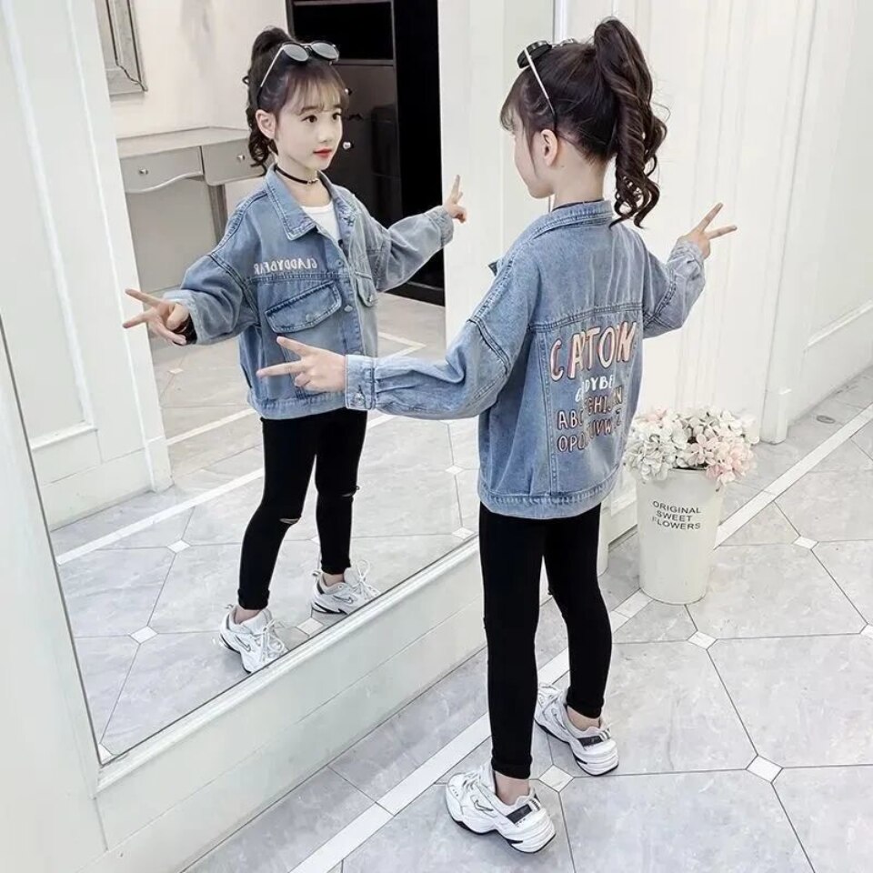 Lente Herfst Meisje Jassen Jassen Casual Sport Kid Denim Jean Jas Voor 3 4 5 6 7 8 9 10 11 12 Jaar