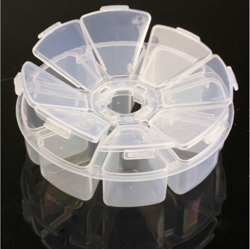 Boîte de rangement pour strass, 2 pièces rondes Nail Art, boîte de rangement pour strass bijoux accessoires en plastique transparent conteneur vide pour strass perles