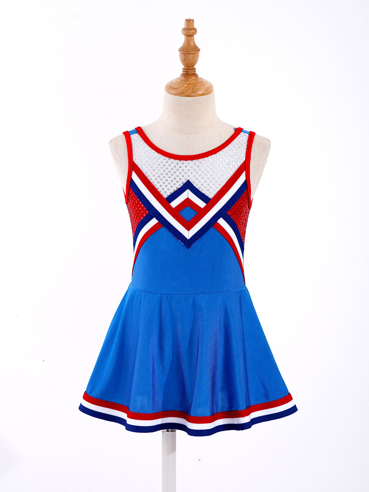 Kids Girls Sequins Cheerleading Uniform Cheerleader Costume Childrens Cheerlead Dance Dress for Dancing Competiton Dancewear