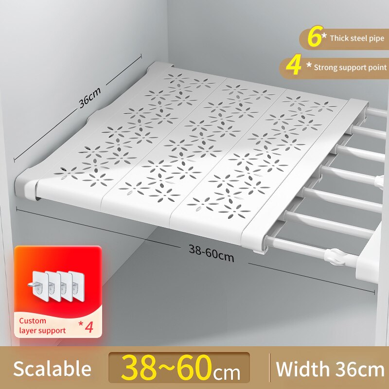 Joybos Opslag Planken Closet Organizer Telescopische Planken Wandmontage Rekken Voor Garderobe Keuken Badkamer Accessoires: W36xL38-60cm