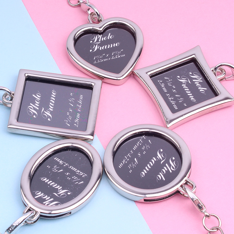 1 stks blanco fotolijst sleutelhanger cadeau autosleutelhangers hangers metalen sieraden sleutelhangers voor mannen en vrouwen