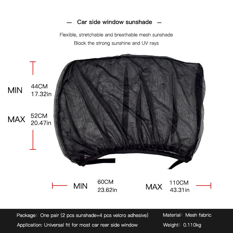 2 stks Auto Styling Accessoires Zonnescherm Auto UV Beschermen Gordijn Zijruit Zonnescherm Mesh Zonneklep Bescherming Glasfolie Gereedschap