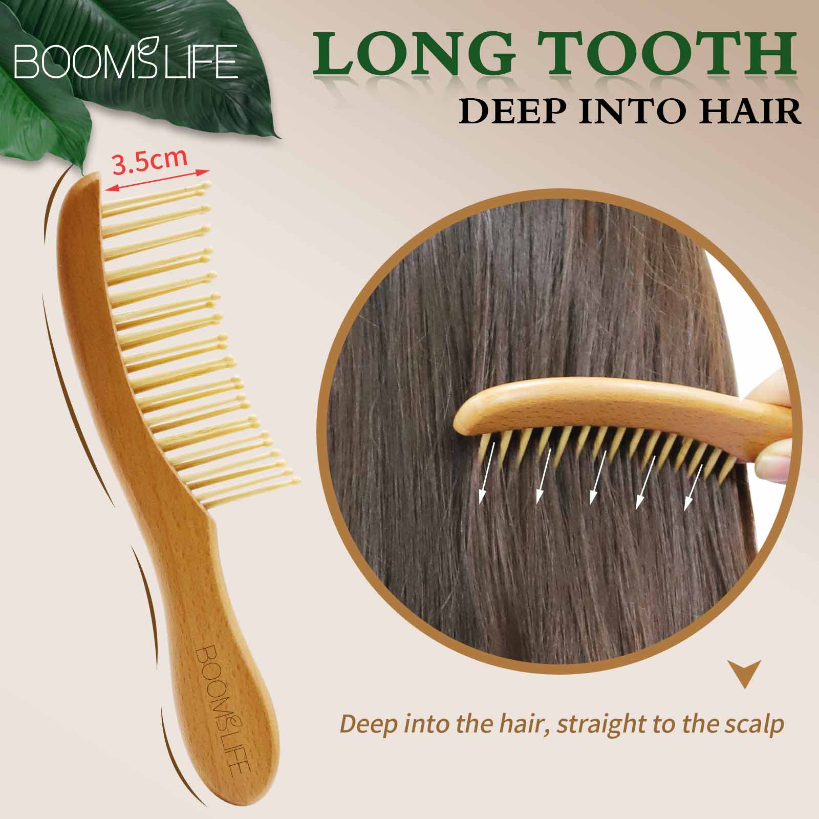 Holz Haar Pinsel Breiter Zahn Nass Haar Kämme Anti-Statische Styling Kamm für Lange Haar Kopf Akupunktur Punkt Massage für Frauen