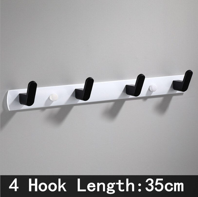 Black White Robe Hook Bathroom Towel Hooks Towels Bag Hat Hook Wall Mounted Clothes Coat Hook Wall Hanger Bathroom Hardware: Black White- 4 Hook