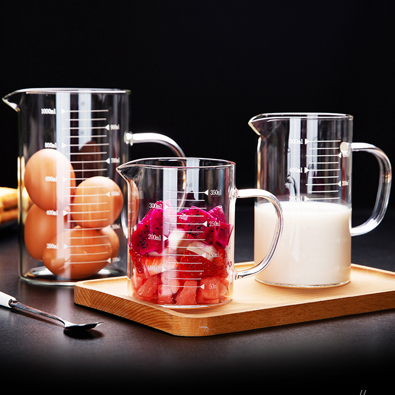 Hoge Borosilicaatglas Maatbeker Grote Clear Melk Cup Met Schaal Glas Maatbeker Voor Bakken Koken Keuken Accessoires