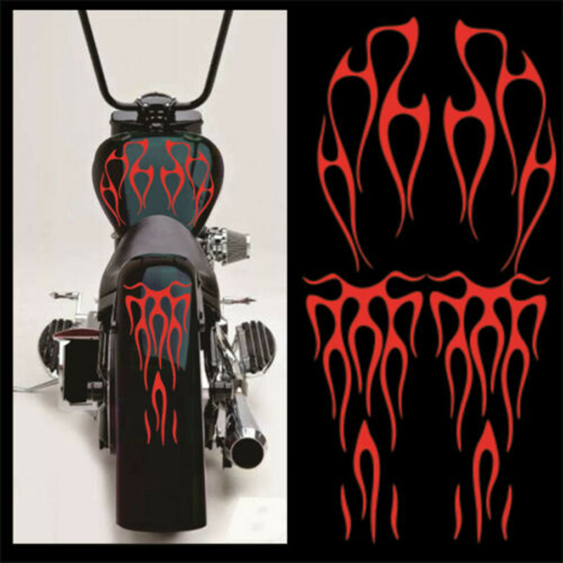 1Pair Red Flame Sticker Car Body Decoration Parts Waterproof Strong Durable Motorcycle Decorative Stickers