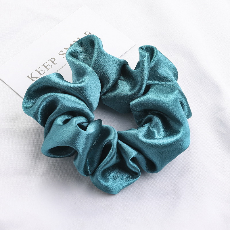 Scrunchies de satén de Color sólido de Corea para mujeres, coletero saten pelo mujer gomas de pelo saten negro y rojo coleteros de seda satin scrunchies cuerda para el cabello, tocado: Azul