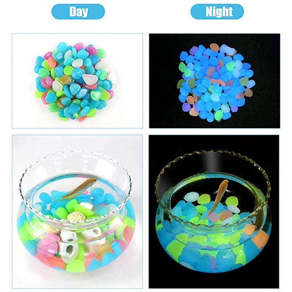 100 pcs Glow in the Dark Garden Pebbles Glow Stones Rocks for Walkways Garden Path Decorative Patio Lawn Garden Yard Aquariums