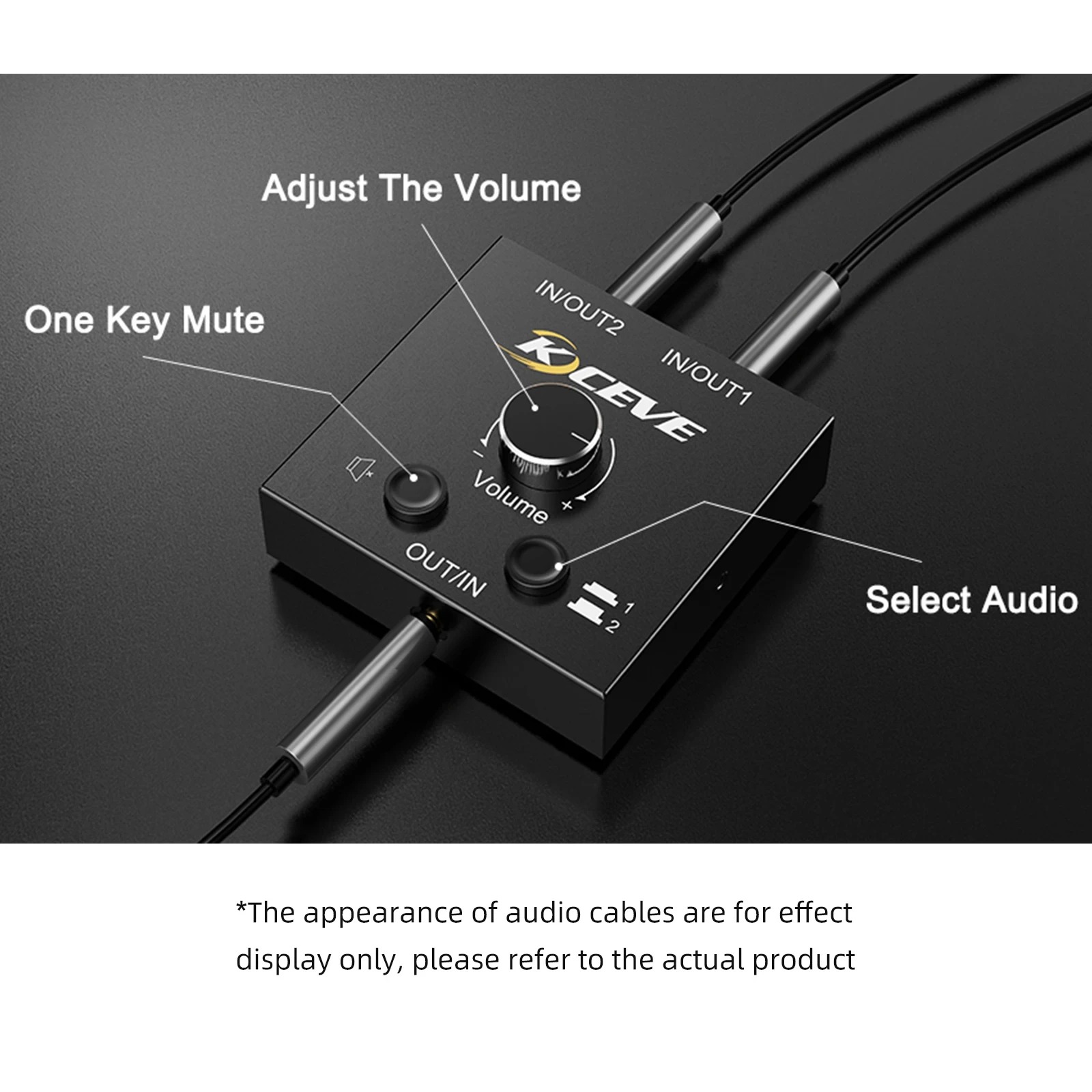 3,5 mm Audio--Umschalter-Splitter, 2-in-1/4-in-1 bidirektionaler Audio--Adapter mit Stummschalttaste, RCA-Stereo-Audio--Schalter, Videokabel