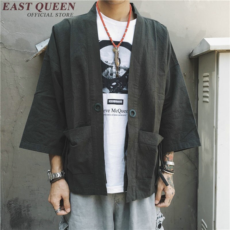 Japanese kimono cardigan men haori yukata male samurai costume clothing kimono jacket mens kimono shirt yukata haori ZZ1011: 2 / XL