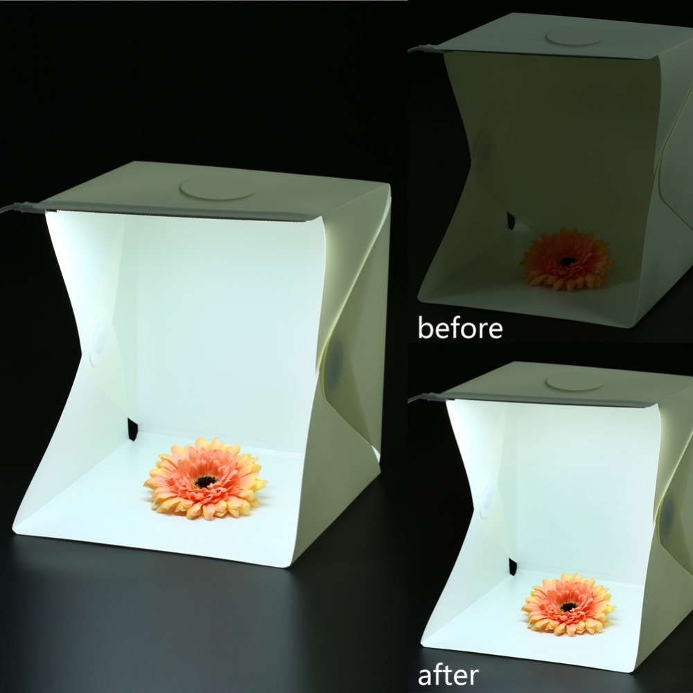 Bærbar foldbar led mini studio fotografering diffus lightbox bordoptagelse softbox baggrund til dslr kamera iphone android