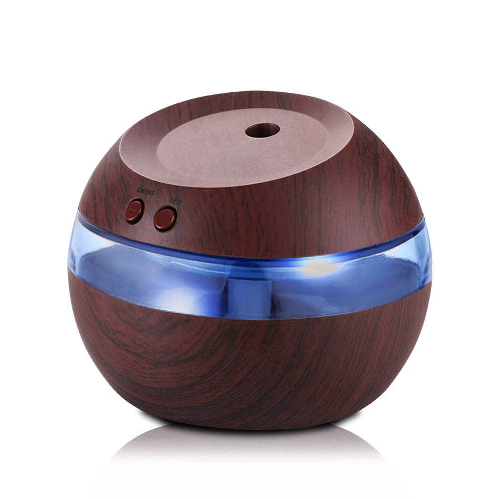 Mini Portable Wood Grain Air Humidifier USB Desktop Home Bedroom Supersonic Aroma Diffuser Air Purifier: Dark Khaki