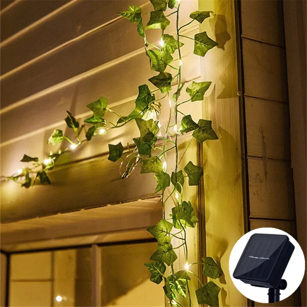 Solar String Light Kunstmatige Leaf Garland Verjaardag Decoratie Outdoor Kamer Gordijn Lamp voor Bruiloft Tuin 100/50/20LED: Warm White / 300w