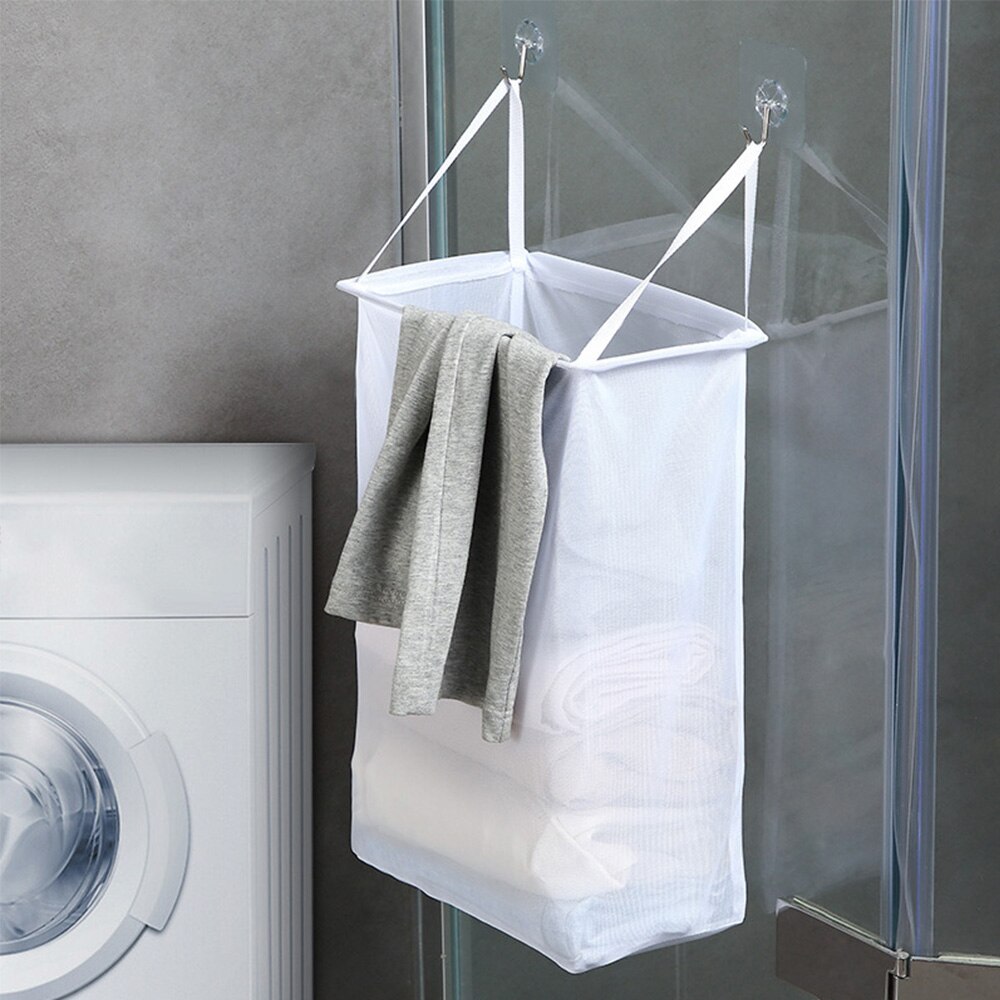 Bærbar væghængende vasketøjskurv undertøj sokker tønde spand tøj opbevaringspose sammenklappelig badeværelse vaskeri arrangør