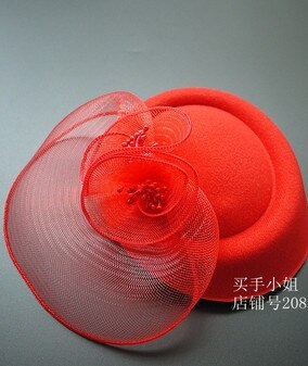 Accessoires de Mariage chapeau de mariée fête de Mariage femmes chapeau fleur brésil russie chapeau melon pas cher Vintage Mariage chapeau de mariée: red