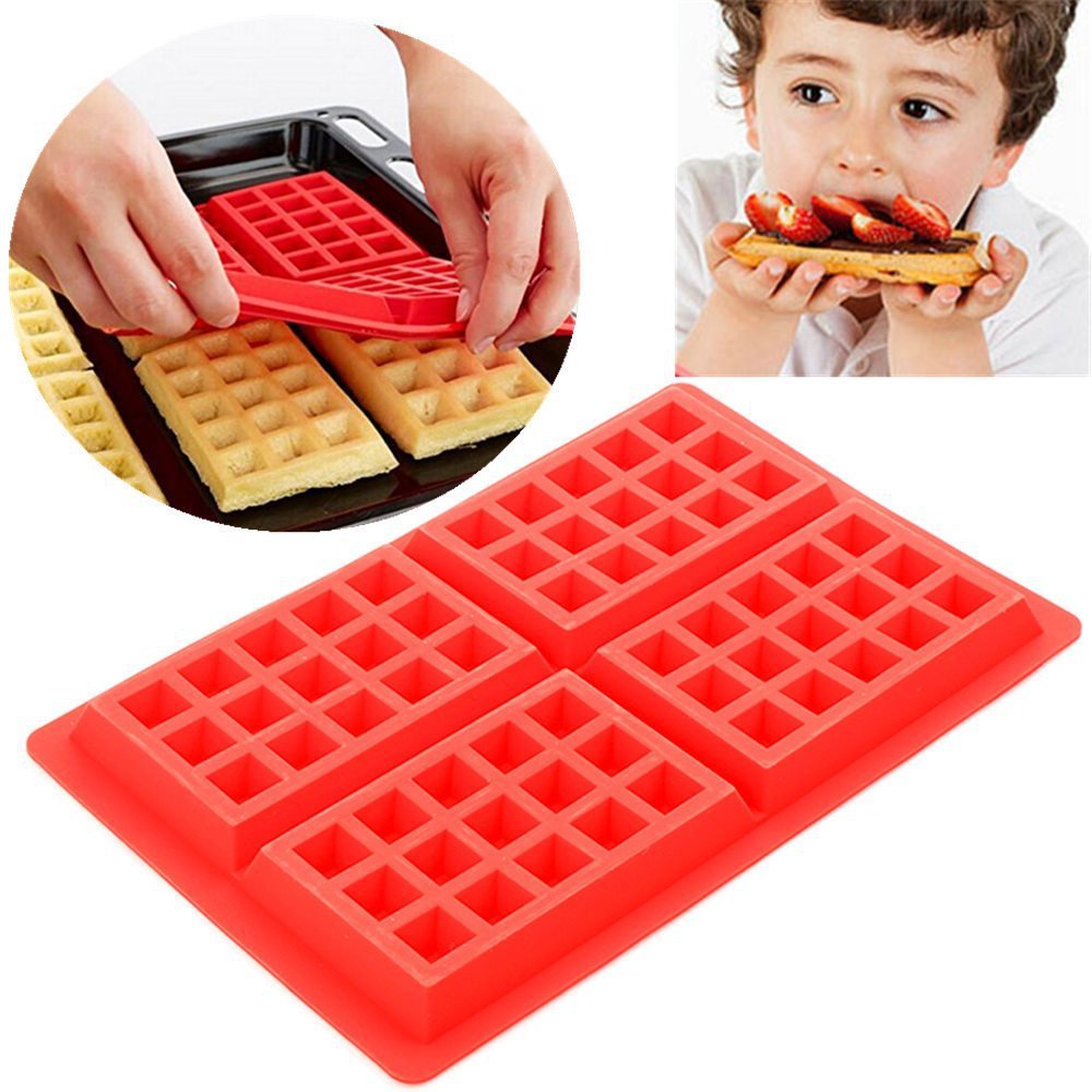 4 rister rektangel silikon vaffelformer kakeform pannekake og vaffelmaker diy håndlaget kjøkken bakeware tilbehør  på57