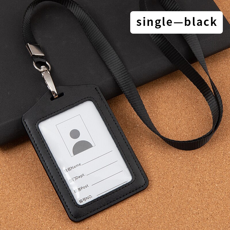 Leather student access Card Holder Employee Name ID Card Cover Metal Work Certificate Identity Badge Business Case: 5