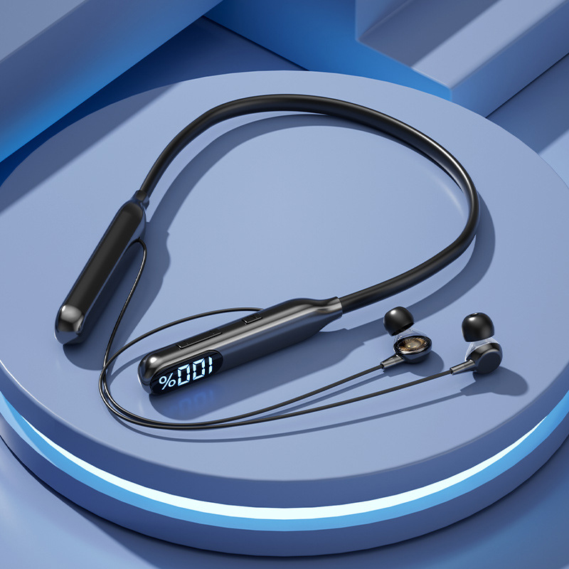 Xiaomi 5.4 LED Display Stereo Wireless Earphones Gaming Headphones Sports Waterproof Hanging Neck Headphones Headset: WHITE