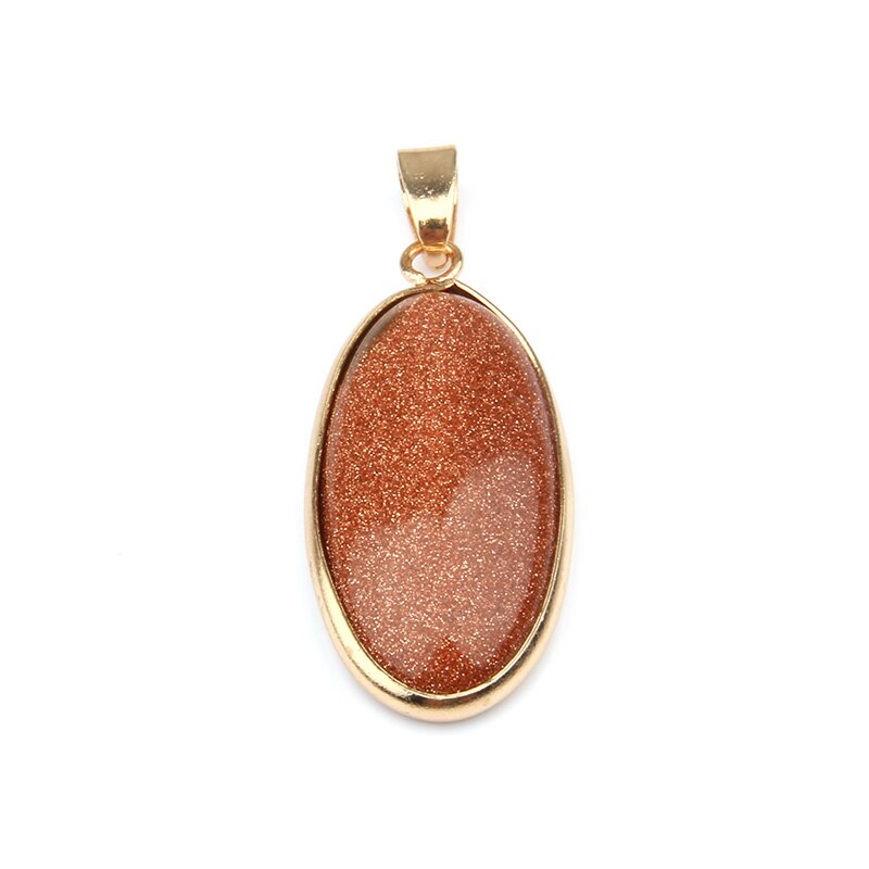 Colgante de piedra Natural con forma ovalada para mujer, colgante de lapislázuli ágata, fabricación de joyas, collar, para mujer, 4x1,6x0,6 cm: Gold Sand