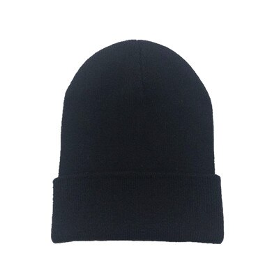 Bonnet unisexe solide | Mélange de laine, bonnet unisexe, bonnet d'automne et d'hiver, casquette tricotée chaude pour hommes et femmes, chapeaux Gorro bonnets de Ski: Black