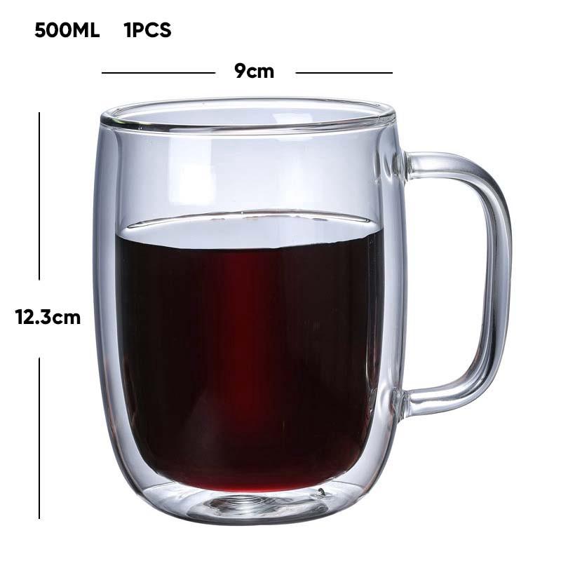 Big Beer Wine Glasses Drinking Whiskey Vodka Cup Coffee Juice Water Cups Tea Mug Double Bottom Glass Mugs For Home: 500ml-1pcs