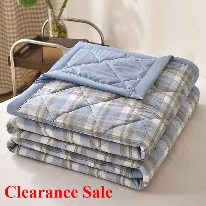 Striped checkered summer thin blanket skin friendly printed summer cool blanket air conditioning blanket thin core