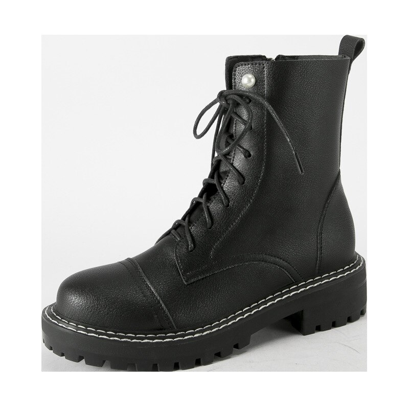 Botas de encaje de perlas para mujer, botines con cremallera de felpa, para invierno,