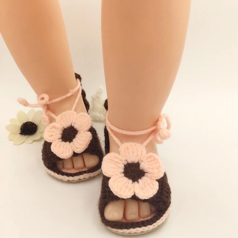 QYFLYXUEQYFLYXUE-fait à la main au crochet en laine tricoté chaussures de bébé, sandales chaussures de jardin, chaussures -né, de bébé