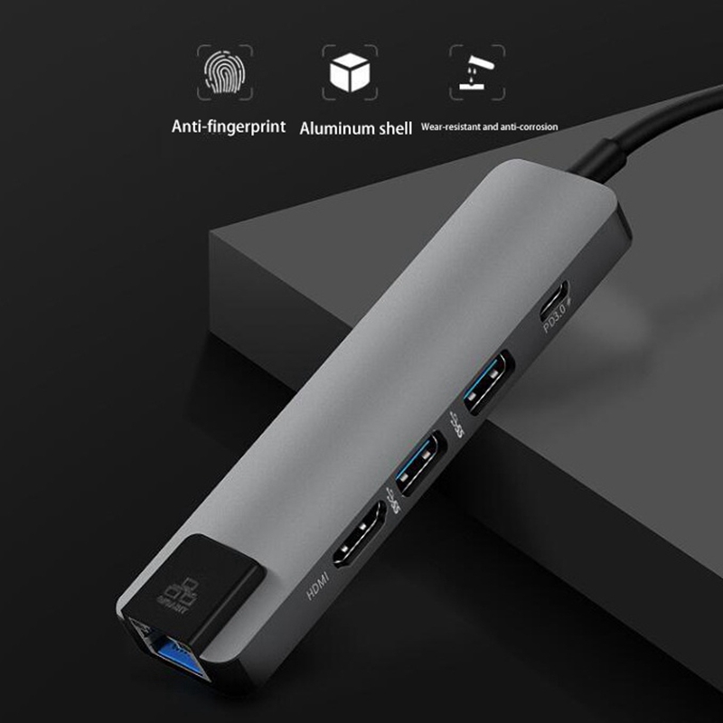 Docking Station Usb C Naar Ethernet 4K Hdmi Compatibel Usb 3.0 Adapter Met 1000Mbps RJ45 Poort Voor pro Laptop