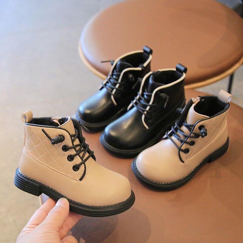 Zapatos de invierno para niños, botas Martin con cordones, botines de plataforma de cuero, zapatos informales para niños y niñas de 1 a 8 años,