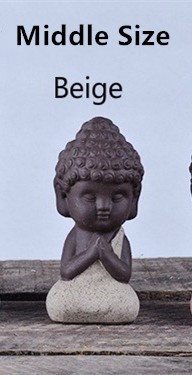 Lille buddha statue munk figur tathagata indien yoga mandala te kæledyr lilla keramik håndværk zakka dekorative keramiske ornamenter: Mellemstørrelse beige