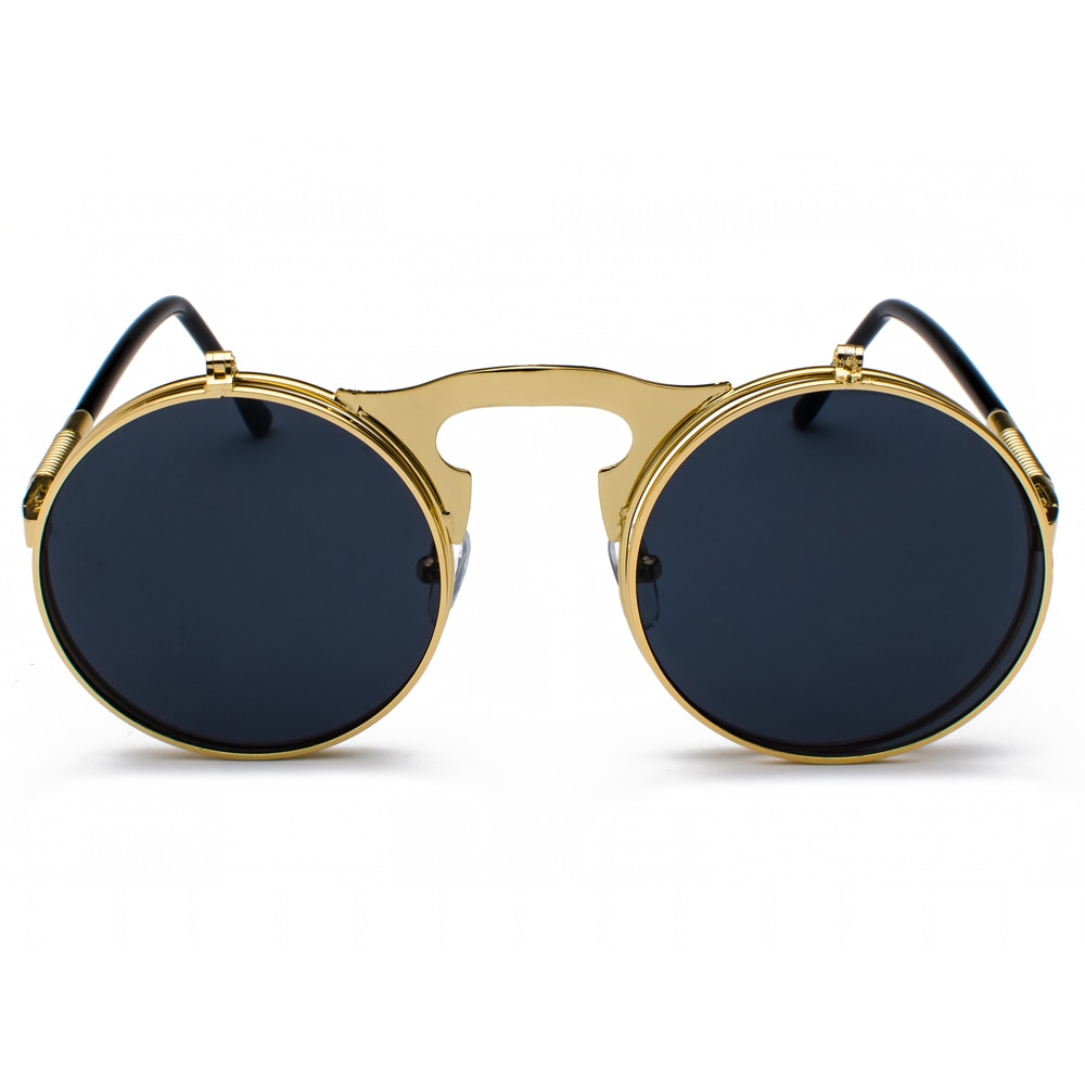 Peekaboo unisex retro steampunk sunglasses flip up green yellow red small round summer style unisex sun glasses men women