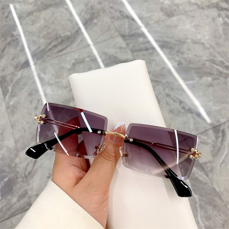 Kleine rechteckige randlose Sonnenbrille Männer Luxusmarke rahmenlose Leoparden Sonnenbrille für Frauen Jahrgang quadratische Brillen farben: Kaffee