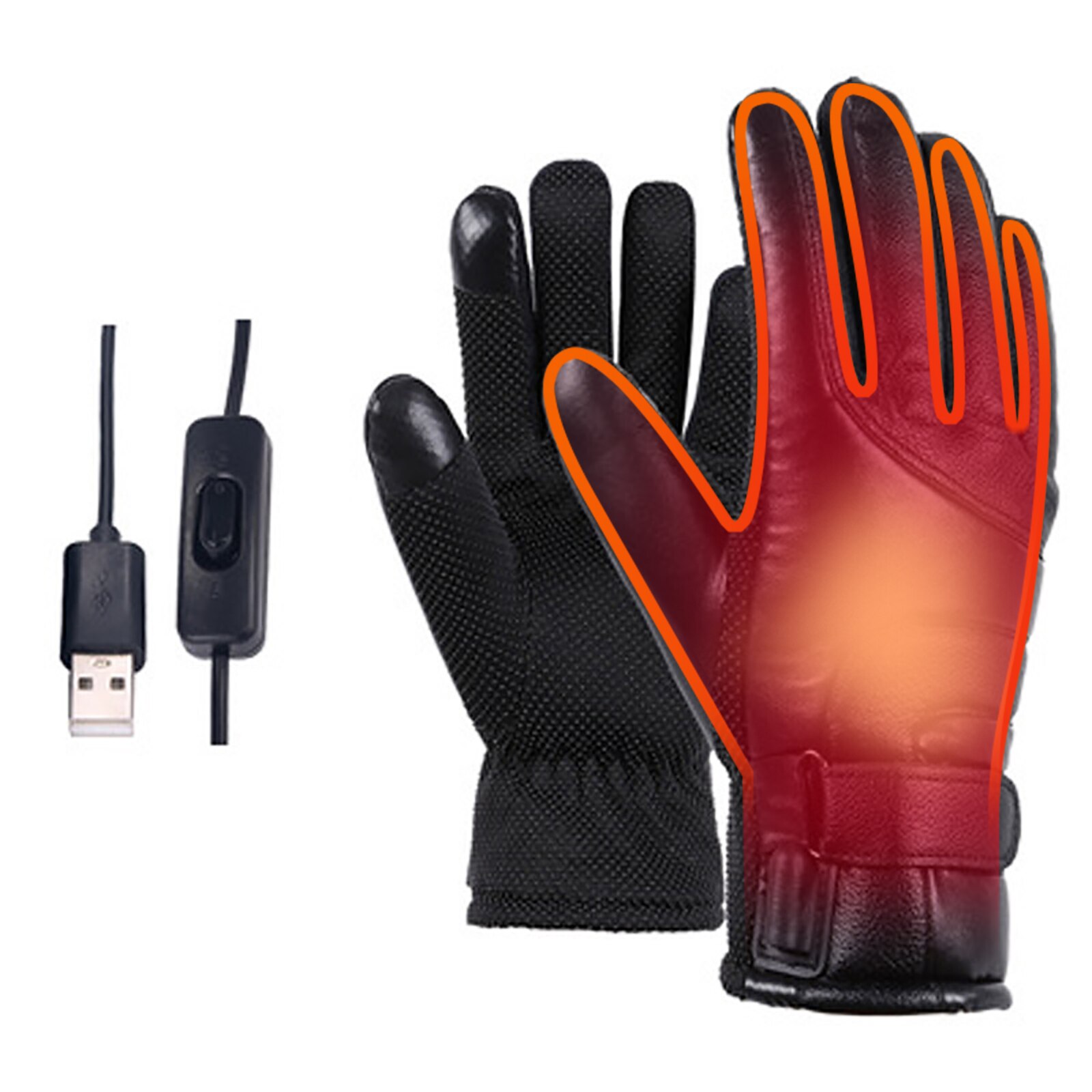 Winter Elektrische Verwarmde Handschoenen Winddicht Fietsen Warm Verwarming Touch Screen Skiën Handschoenen Usb Powered Verwarmde Handschoenen Voor Mannen Vrouwen: Switch version