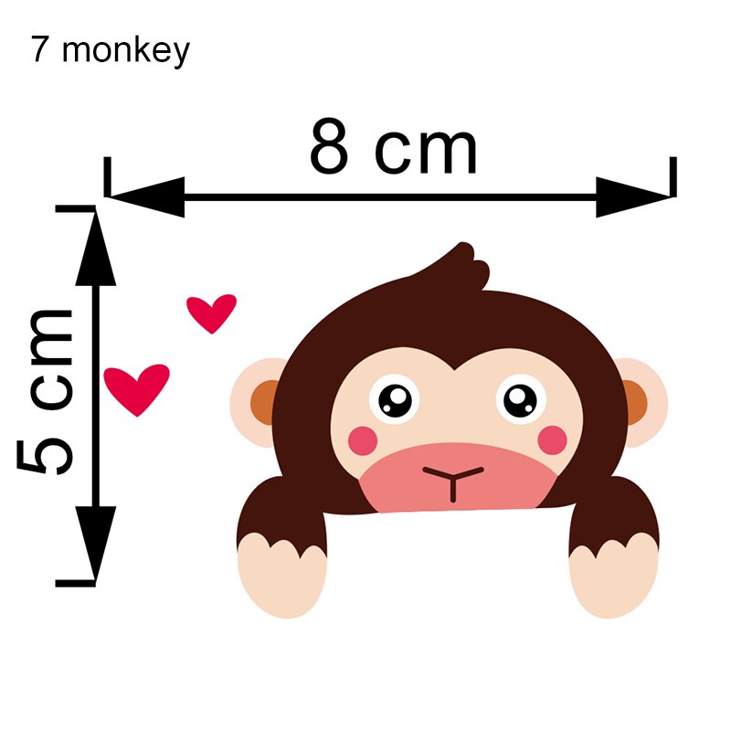 1Pcs Cute Animals Wall Stickers Waterproof Kids Rooms Accessories Wallpaper PVC Removable Home Decor Switch Sticker: 7 monkey