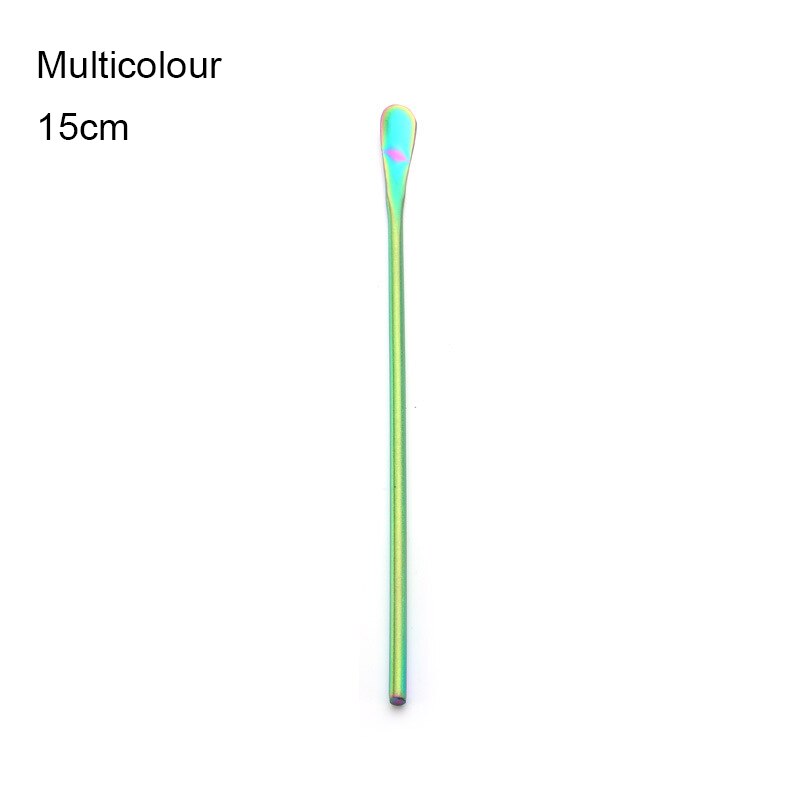 Newly Korean Style Long Handle Mixing Spoon 304 Stainless Steel Wine Coffee Stirring Spoon Stirring Rod TE889: Multicolour 15cm