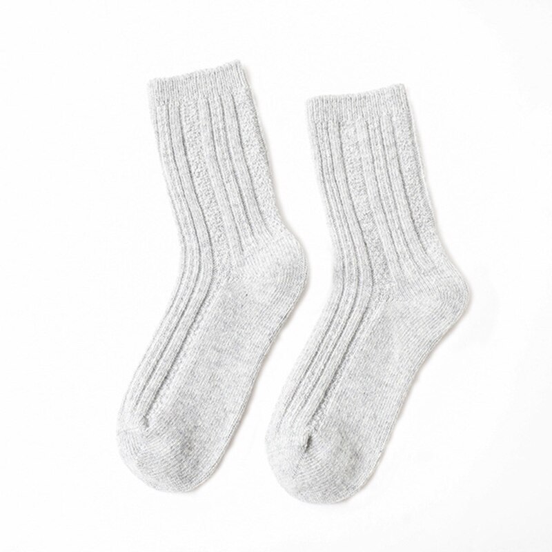 Damessokken herfst winter dikke wollen sokken ademend deodorant warm effen kleur casual dames katoenen sokken 2369: Wit