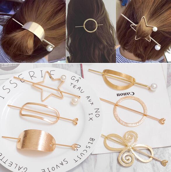 Accesorios para el cabello de mujer, pinza de pelo de estrella circular en forma de corazón, palo de pelo de aleación de Metal, horquilla, pasador, soporte para el pelo para niñas