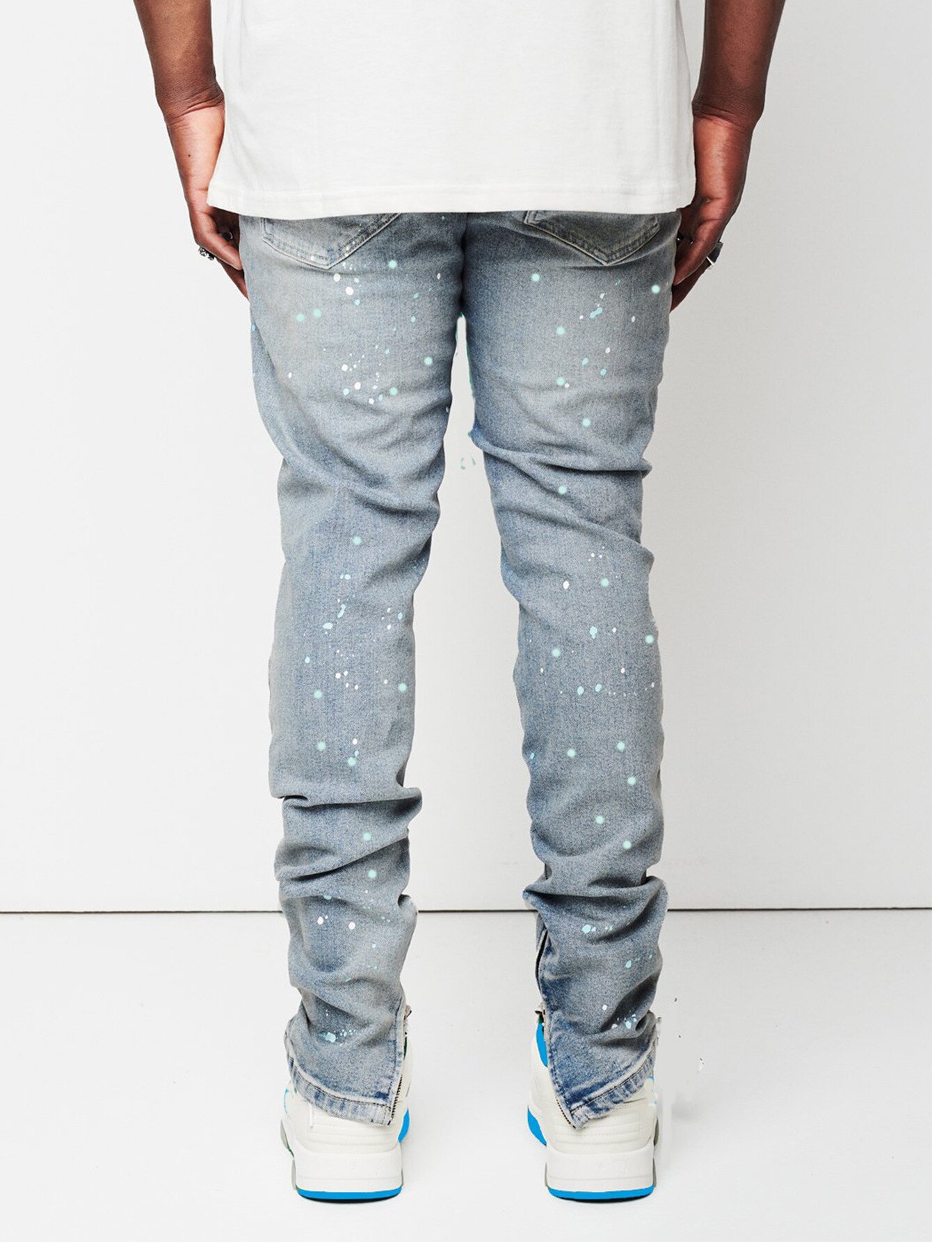 2022 Ripped Jeans For Men Trendy Slim Paint Craft Denim Pencil Pants Street Hipster Trousers male Clothing XS-XL
