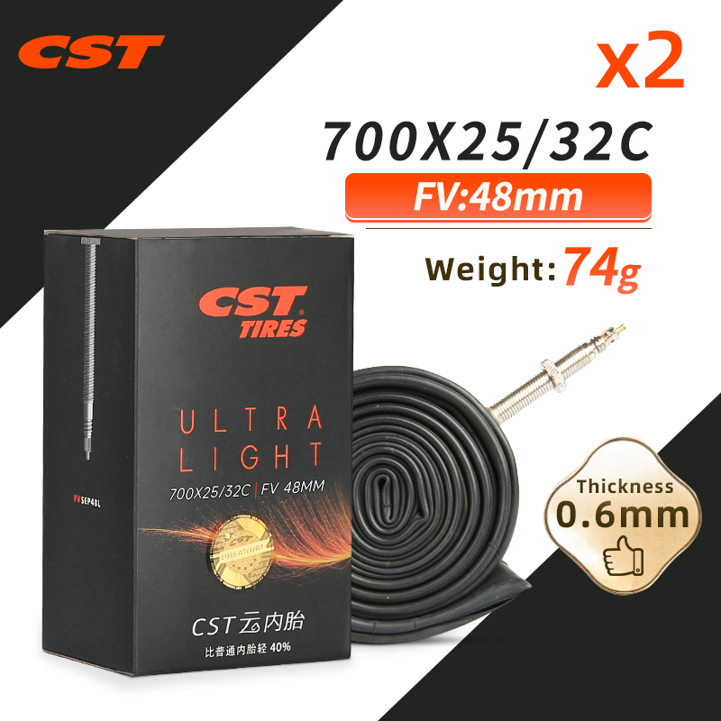 2PCS CST Bike Ultra-Light Inner Tube 26/27.5/29/700c For MTB Road Bike Tyre Butyl Rubber Competition Grade Bicycle Interior Tire: Beige
