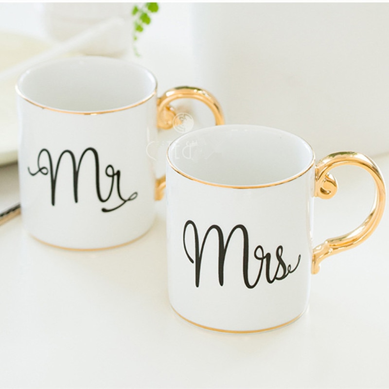 Huwelijkscadeau voor bruid en bruidegom Mr Mrs koffie mok party favor anniversary valentijnsdag