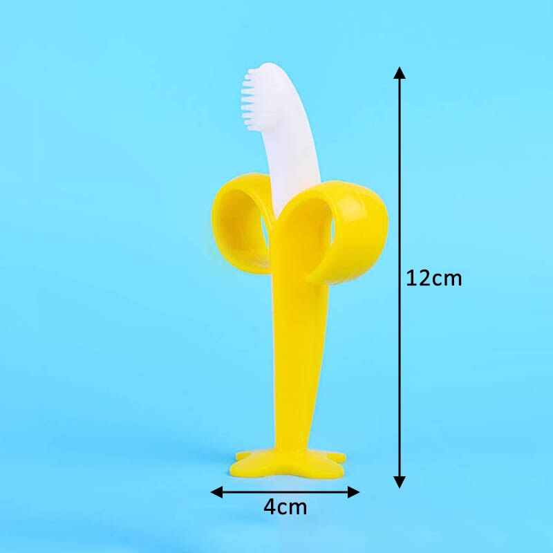 1Pcs Baby Stereo Banaan Gum Molaire Stok Leuke Cartoon Banaan Vorm Baby Bijtring Molaire Sticker Veiligheid Baby Tandenborstel: YELLOW